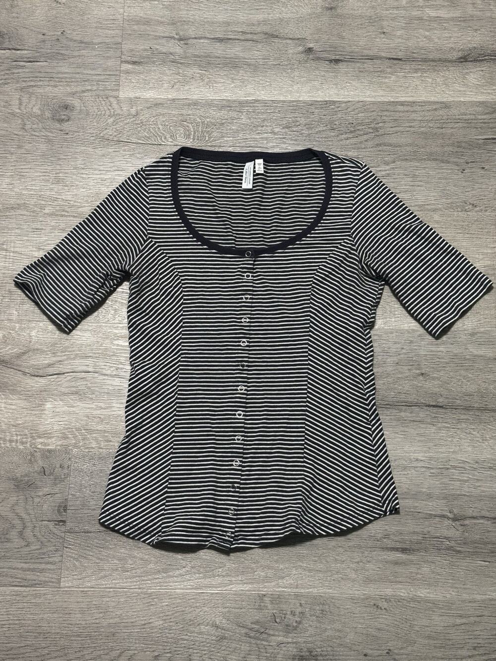 & Other Stories Los Angeles Atlier Striped Snap Button Shirt Sz 6